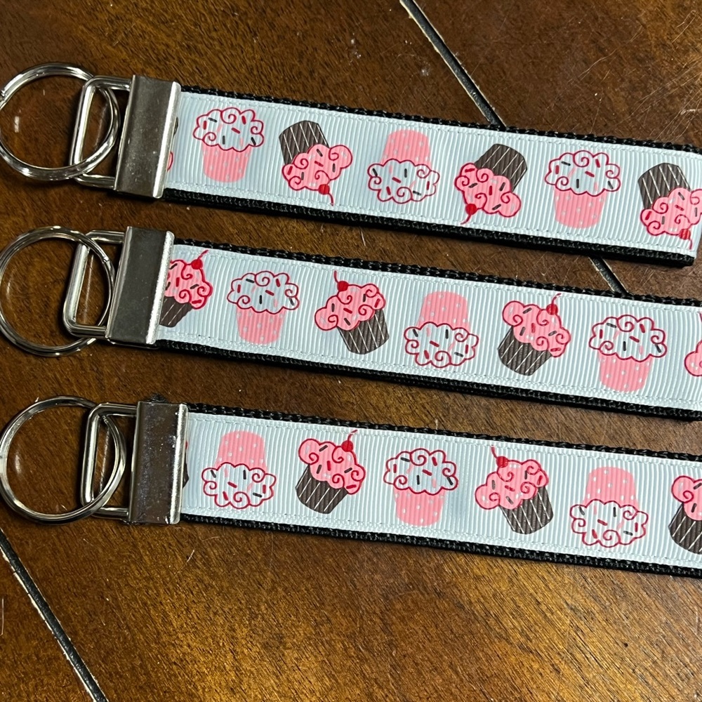 Handcrafted keychain in cupcakes, new without tags.
